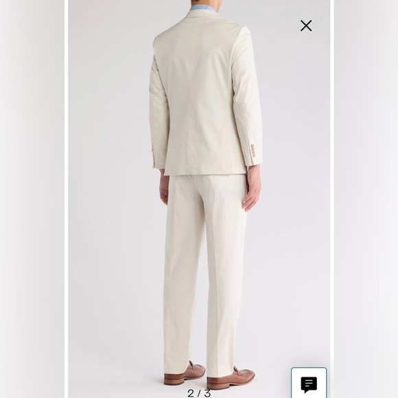 Nautica Modern Fit Stretch Cotton Cream 2 Piece Suit - NWT - Picture 3 of 9